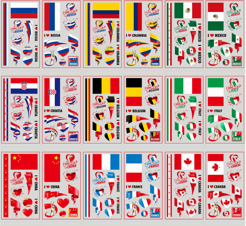 2022 World Cup Top 32 National Flag Tattoo Stickers (2 PCS)