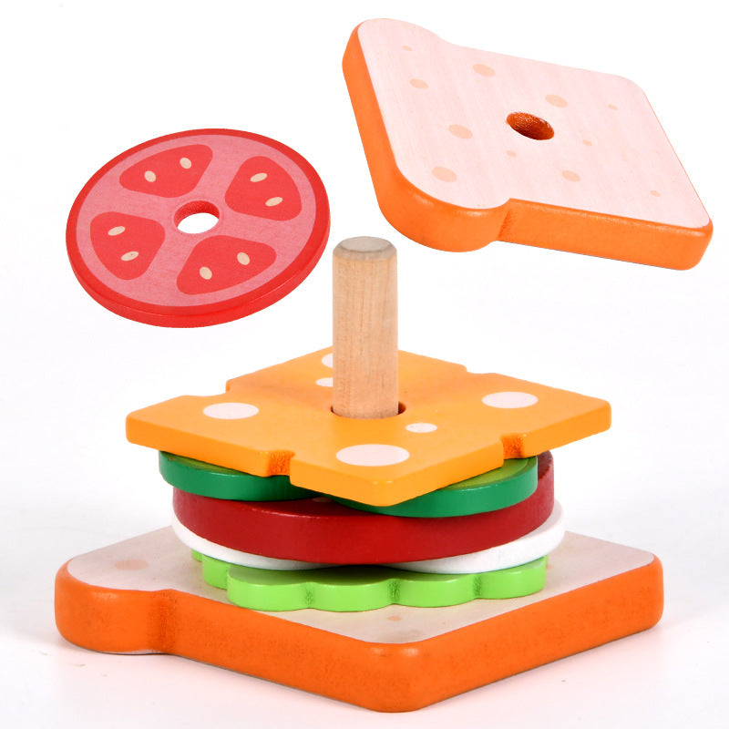 Montessori Toys, Wooden Burger Sandwich Toys