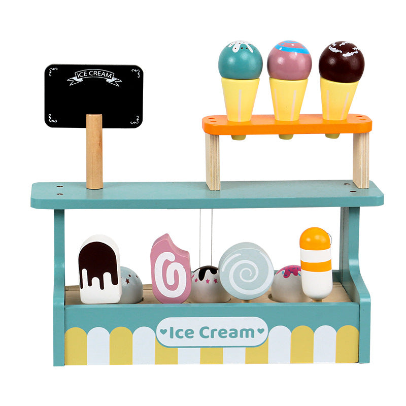 Wooden Serve Ice Cream Counter Toy Set