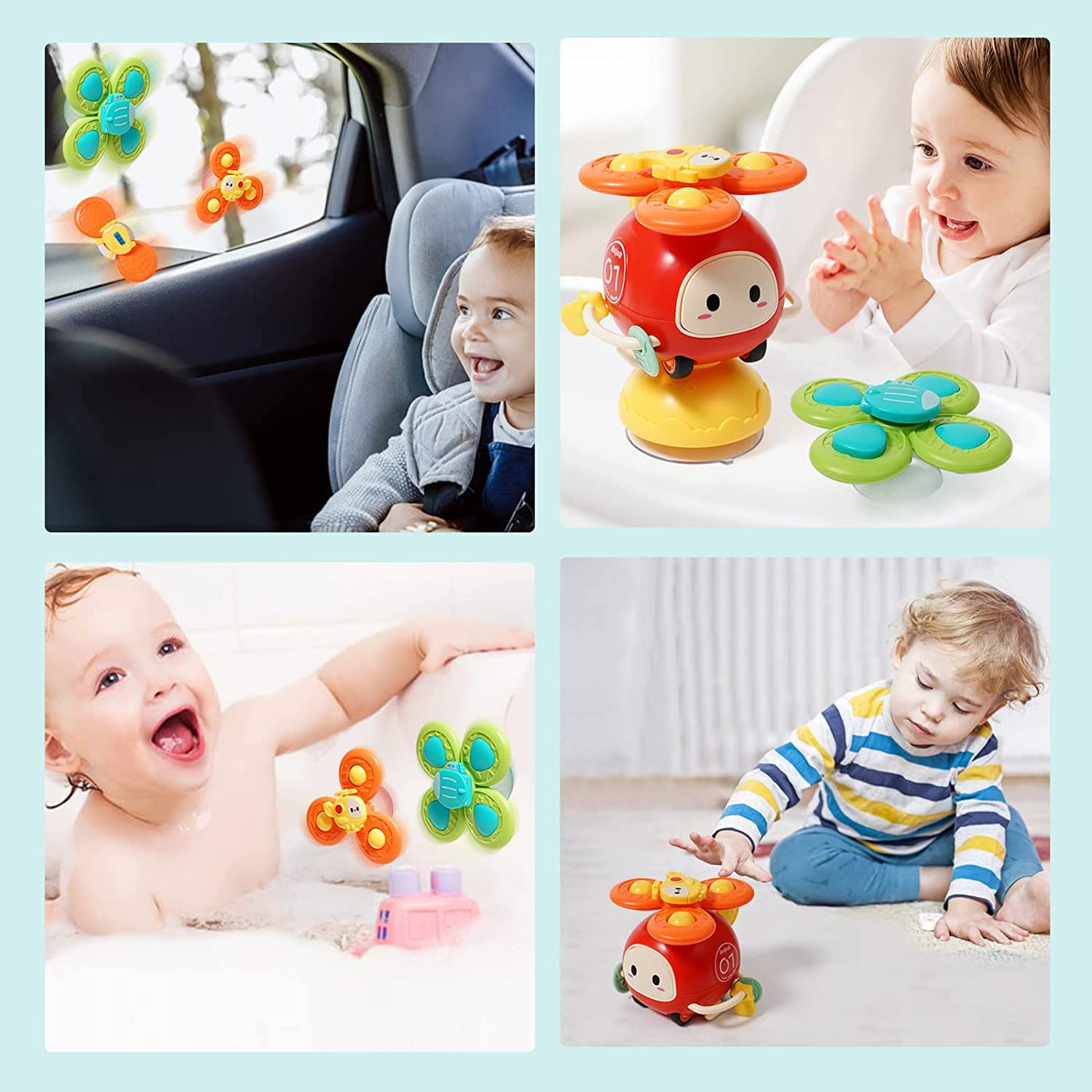 Montessori Toys, 3Pcs Suction Cup Spinner Toy