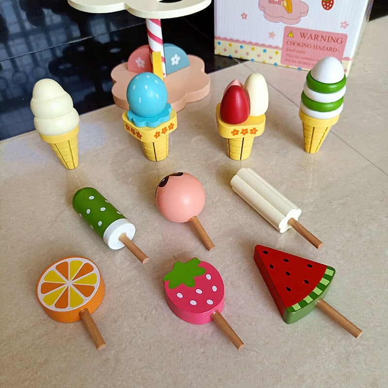 Montessori Toys,Pretend Wooden Toys Ice Cream