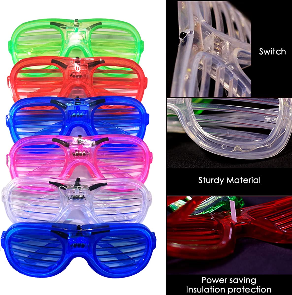 25 Packs LED Glasses 5 Neon Colors Glow