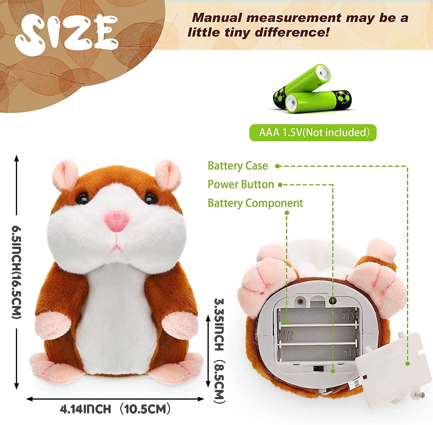 Repeats What You Say Plush Hamster Toy