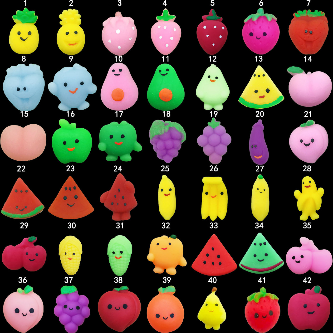 Squishy Toys 42pcs Mini Fruit Set Toys
