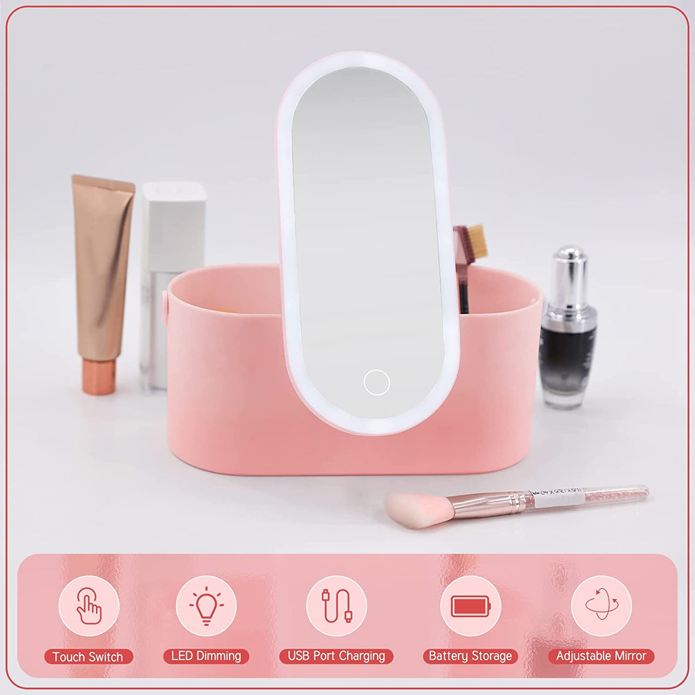 Travel Makeup Organizer Box with Mirror
